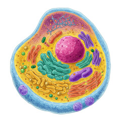 A vibrant and detailed scientific illustration meticulously displays the intricate internal structure of a typical animal cell, highlighting its various essential organelles.
