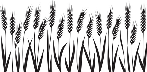  Harvest Wheat Silhouette design features a striking black silhouette of ripe wheat stalks set against a clean white background. 