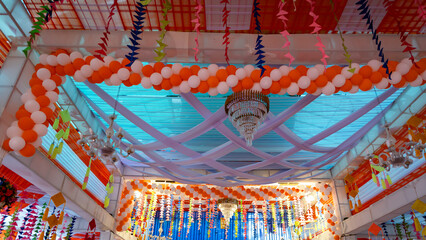 artistic temporary shed for celebration with amazing decoration indoor shot at day