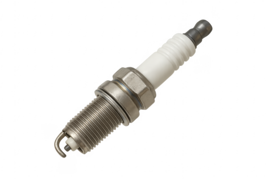Metallic spark plug on transparent background
