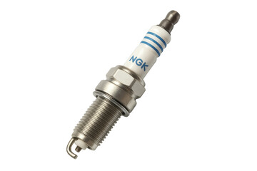 Spark plug with metallic finish on transparent background