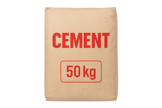 Fifty kilograms cement bag on transparent background