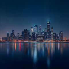 Skyline of a city at night 