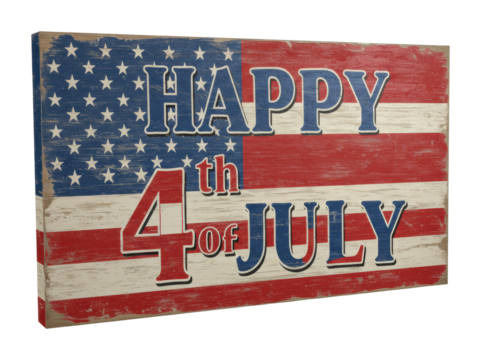 Celebrating independence day with vintage 4th of july sign usa home decor festive atmosphere patriotism. Cut out png