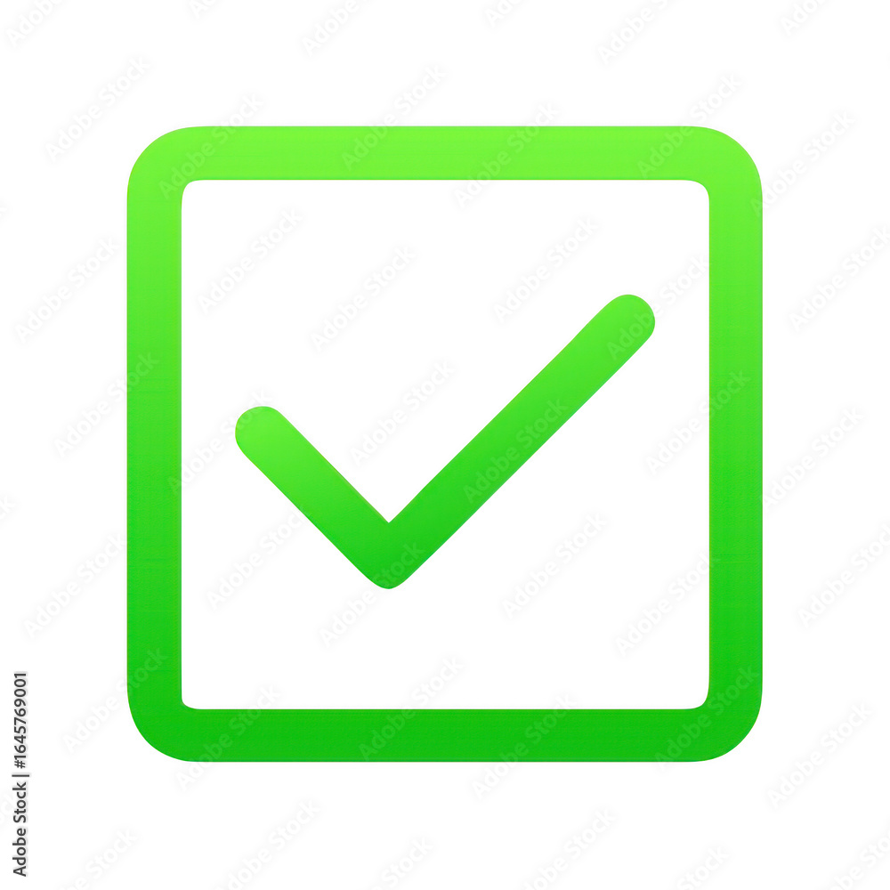 Poster green check mark inside a square box isolated on transparent background