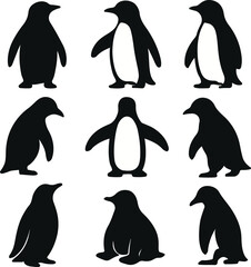 Naklejka premium penguin silhouettes collection