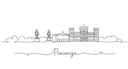 Obraz premium Piacenza Italy Skyline with Minimalist Line Art.