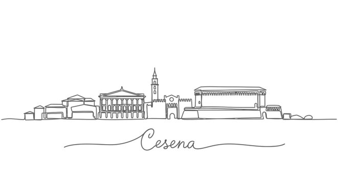 Cesena Skyline Italy Single Line Art.