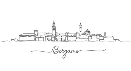 Fototapeta premium Bergamo Skyline Italy Cityscape Line Art.
