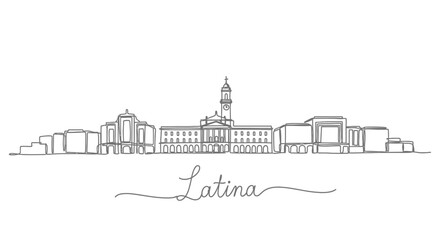 Fototapeta premium Latina with Italy Skyline Single Line Art.