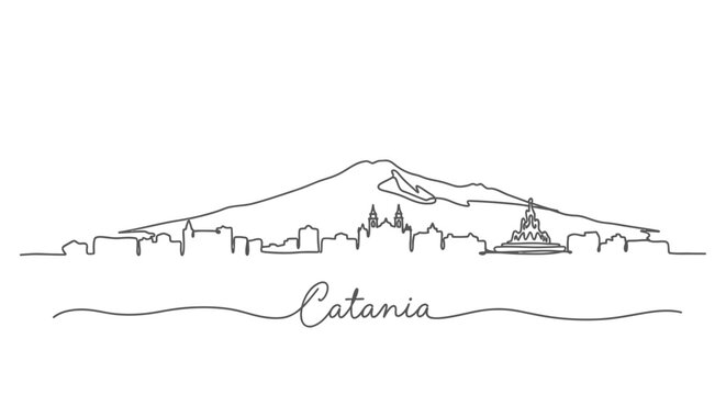 Catania Skyline Mount Etna Minimalist Vector.