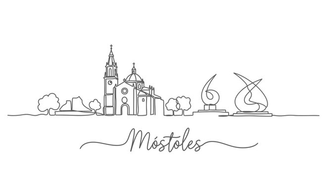 Mostoles line art Skyline vector art.