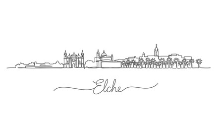 Fototapeta premium Elche Spain Skyline Minimalist line art.