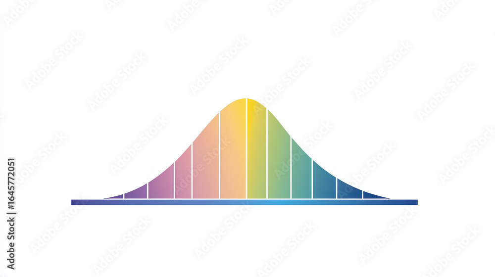 Aufkleber a colorful, stylized bell curve representing data distribution, showcasing a spectrum of colors acro