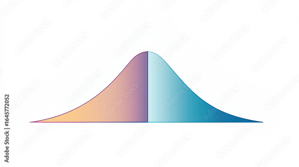 Aufkleber a smooth, symmetrical curve representing a normal distribution, transitioning from warm to cool colo