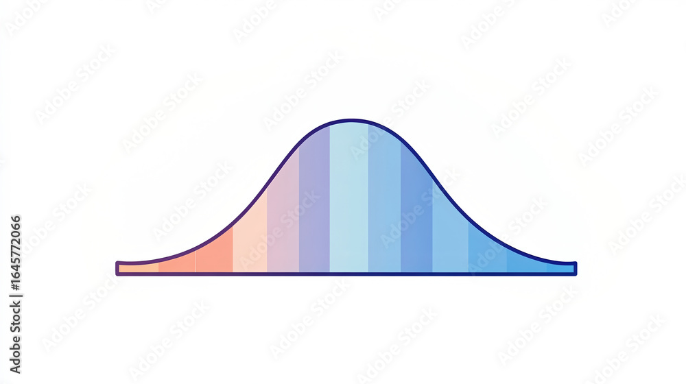 Poster a smooth, symmetrical curve representing a probability distribution, showcasing a gradient of colors