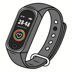 Gray smart fitness tracker with heart display smart band