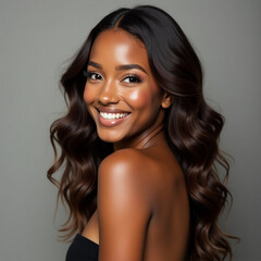 Beauty woman black skin face smiling model face