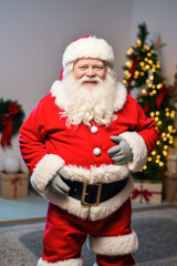 Cheerful Santa Claus Portrait in Festive Setting