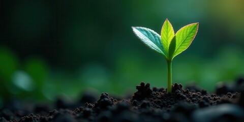 A Delicate Sprout Emerging from Rich Soil, a Symbol of New Growth and the Promise of a Flourishing Future