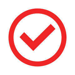 Red check mark inside a circle isolated on transparent background
