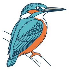 Beautiful Bird Vector Illustration in Minimal Art Style