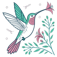 Obraz premium Beautiful Bird Vector Illustration in Minimal Art Style