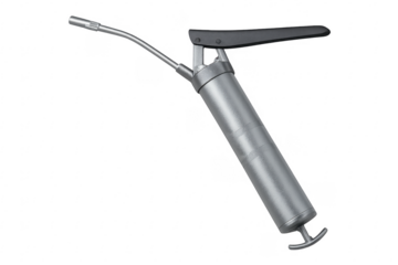 Silver grease gun with lever on transparent background