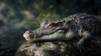 Obraz premium Alligator resting in its natural habitat