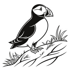 Beautiful Bird Vector Illustration in Minimal Art Style