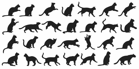 Cats silhouettes vector grid