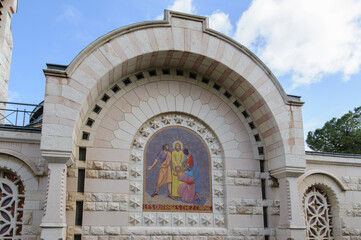 Exterior view of the church of Saint Peter in Gallicantu, a Roman Catholic church located just...