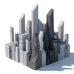 3d render of a modern snowy city skyline