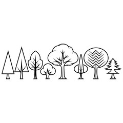 Autumn trees vector illustration set with colorful leaves