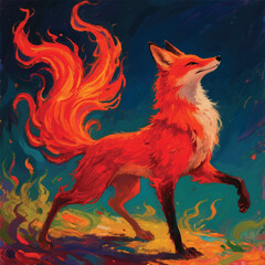 Legendary Fire Fox Spirit Background Design Template
