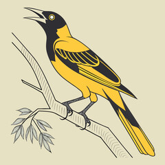 Beautiful Bird Vector Illustration in Minimal Art Style