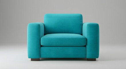 Fototapeta premium Modern Teal Armchair on White Background