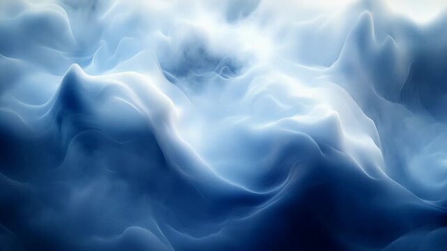 Ethereal landscape of soft blue clouds and mist. Serenity, calm, mystery. Dreamy atmospheric motion for meditation, titles.
