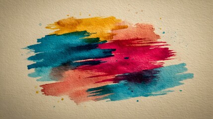 Fototapeta premium Vibrant watercolor brushstrokes on textured paper.