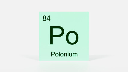 Polonium Element 3D Render - Periodic Table Box with Atomic Number 84, Scientific Education, Chemistry Classroom, Modern Science Poster, and Laboratory Wall Art