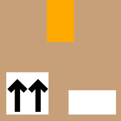 Brown cardboard box, online shop package box on transparent background.