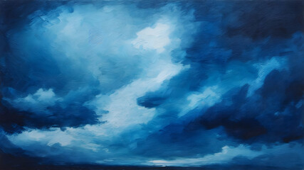 Obraz premium Abstract Blue Sky Oil Painting Impressionistic Cloudscape