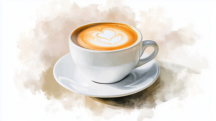 水彩画風のラテアートが施されたコーヒー
