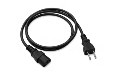 Black power cable with transparent background display