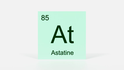 Astatine Element 3D Render - Periodic Table Box with Atomic Number 85, Scientific Education, Chemistry Classroom, Modern Science Poster, and Laboratory Wall Art
