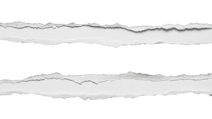 Fototapeta premium Two horizontal torn paper edges on a transparent background creating a textured overlay effect