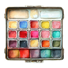 A watercolor painting of Paint Tray, vector illustration on white background.