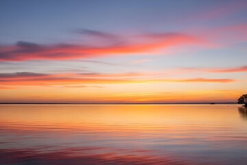 Obraz premium Dreamy Sunset Sky with Soft Yellow Pink Blue and Orange Colors
