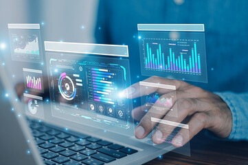 Businessman use AI technology data analysis for business to optimize supply chain and reduce...