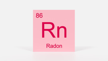 Radon Element 3D Render - Periodic Table Box with Atomic Number 86, Scientific Education, Chemistry Classroom, Modern Science Poster, and Laboratory Wall Art